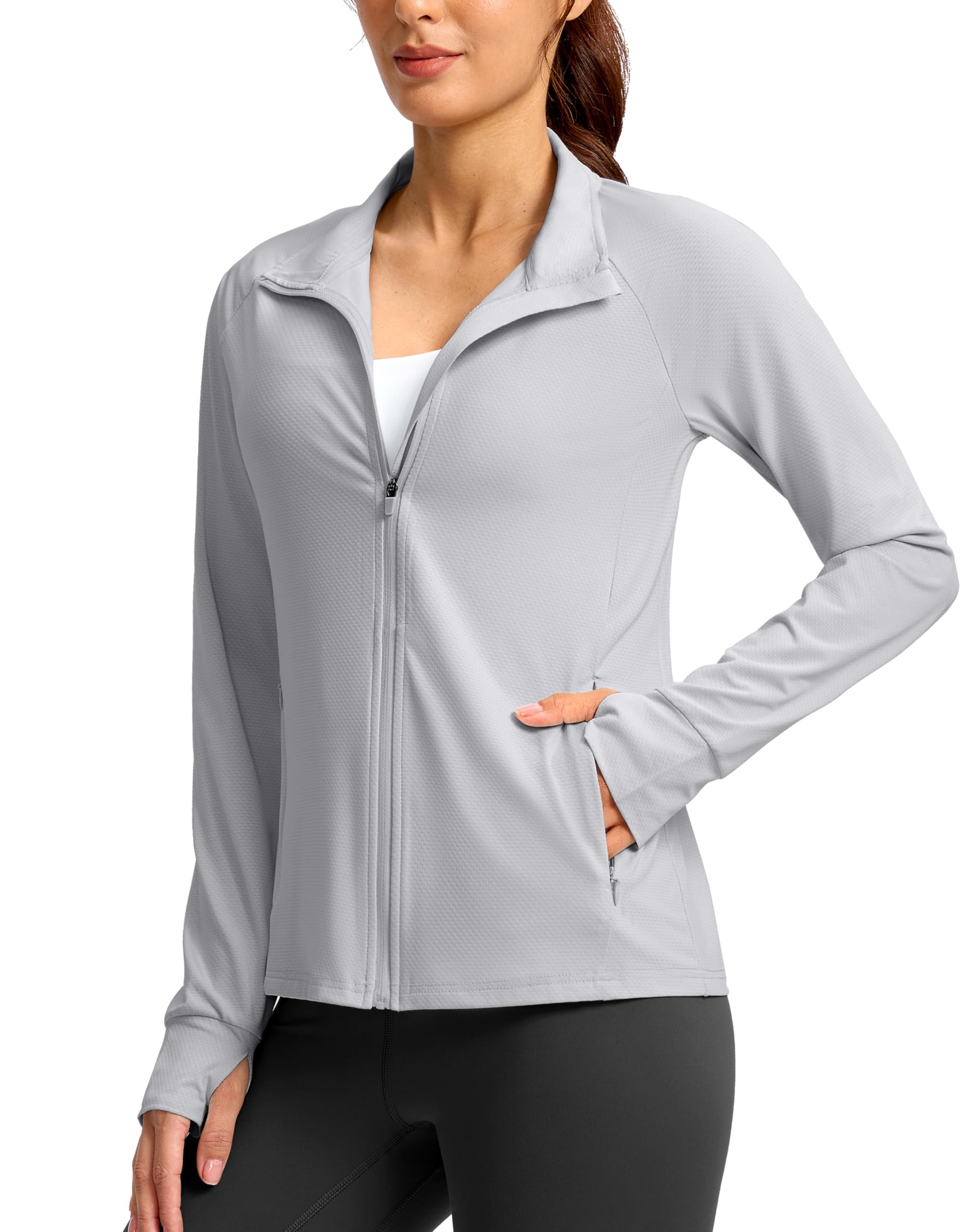 G Gradual Women's Lightweight Athletic Jacket Sun Protection UPF 50+ Zip Up 4 Pockets Long Sleeve Shirts Workout Running