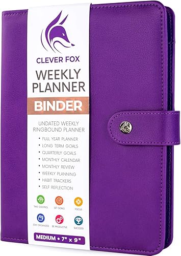 Clever Fox Carpeta de agenda semanal Agenda para fijar objetivos para administración del tiempo y tareas semanales Organizador del trabajo y vida