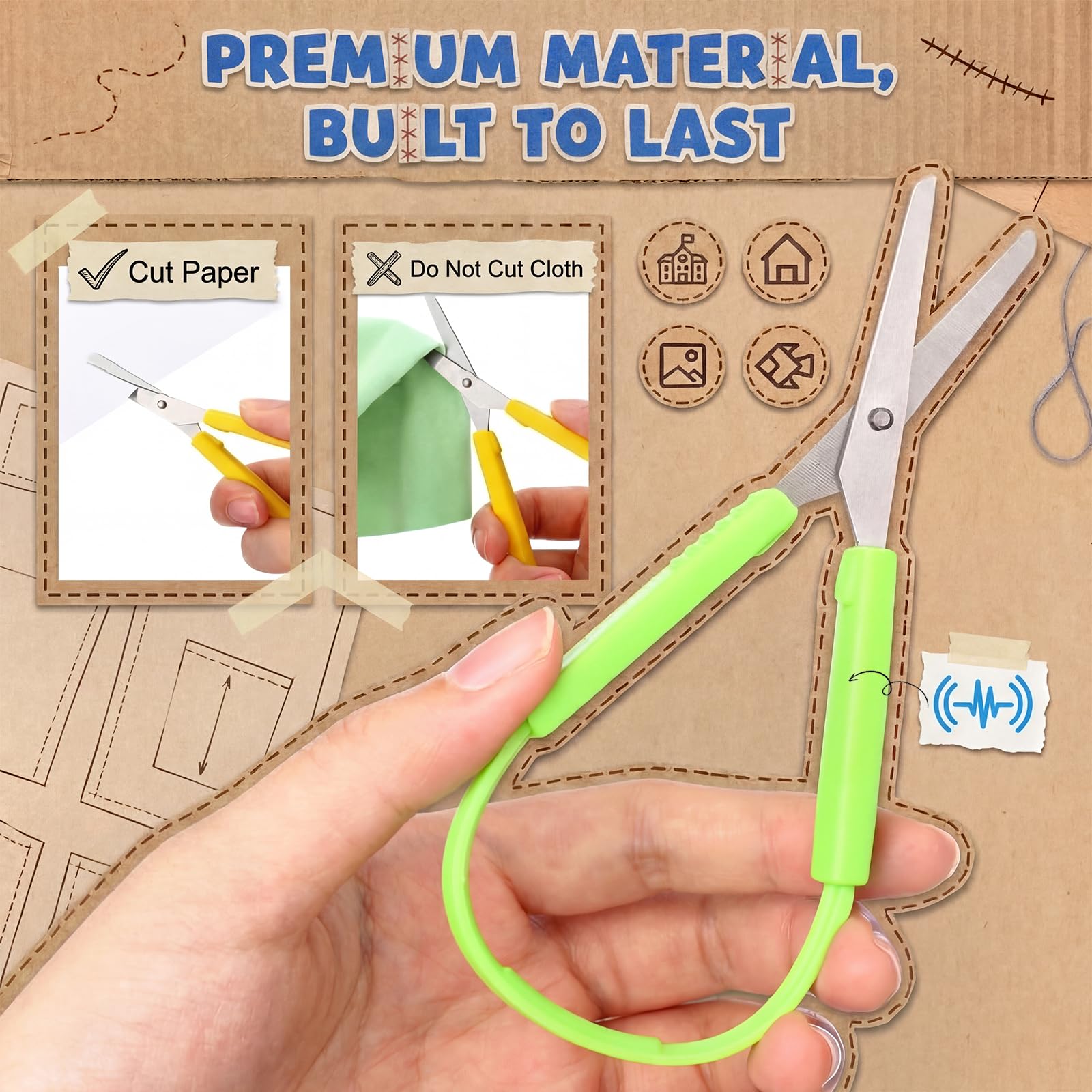 Honoson 50 Packungen Schlaufenscheren für Kinder, 14 cm Griff, selbstöffnend, adaptiv, spezielle Bedürfnisse, Mini-Schere, rechte und linke Unterstützung, für Jugendliche und Erwachsene, bunt