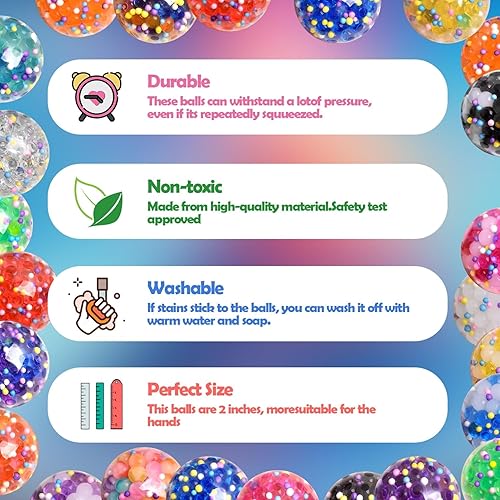 Miniatura 3 de Pelotas antiestrés, paquete de 9 bolas estrujables para el estrés, juguetes esponjosos, bolsas de regalos para recuerdos de fiesta, bola para