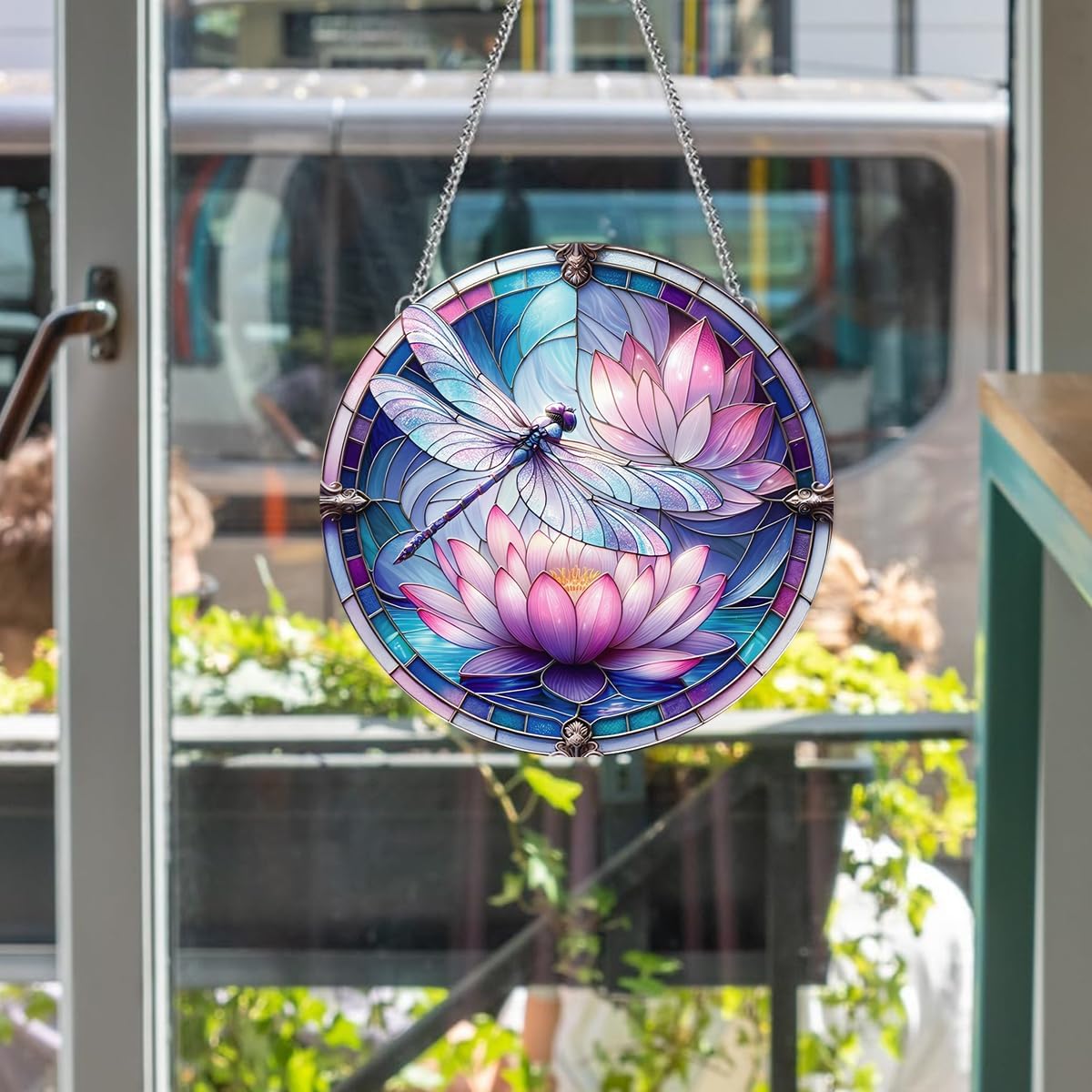 HOTIYOK トンボ アクリル ステンド ウィンドウ 吊り下げ トンボ 蓮の花 キッチン 壁装飾 新築祝い 女性 おばあちゃん 妻