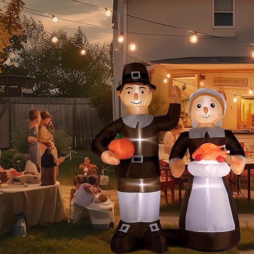 Miniatura 4 de Liliful Inflables de peregrino de Acción de Gracias de 7.5 pies para exteriores, decoraciones de patio con luz LED, para hombre y mujer, decoración
