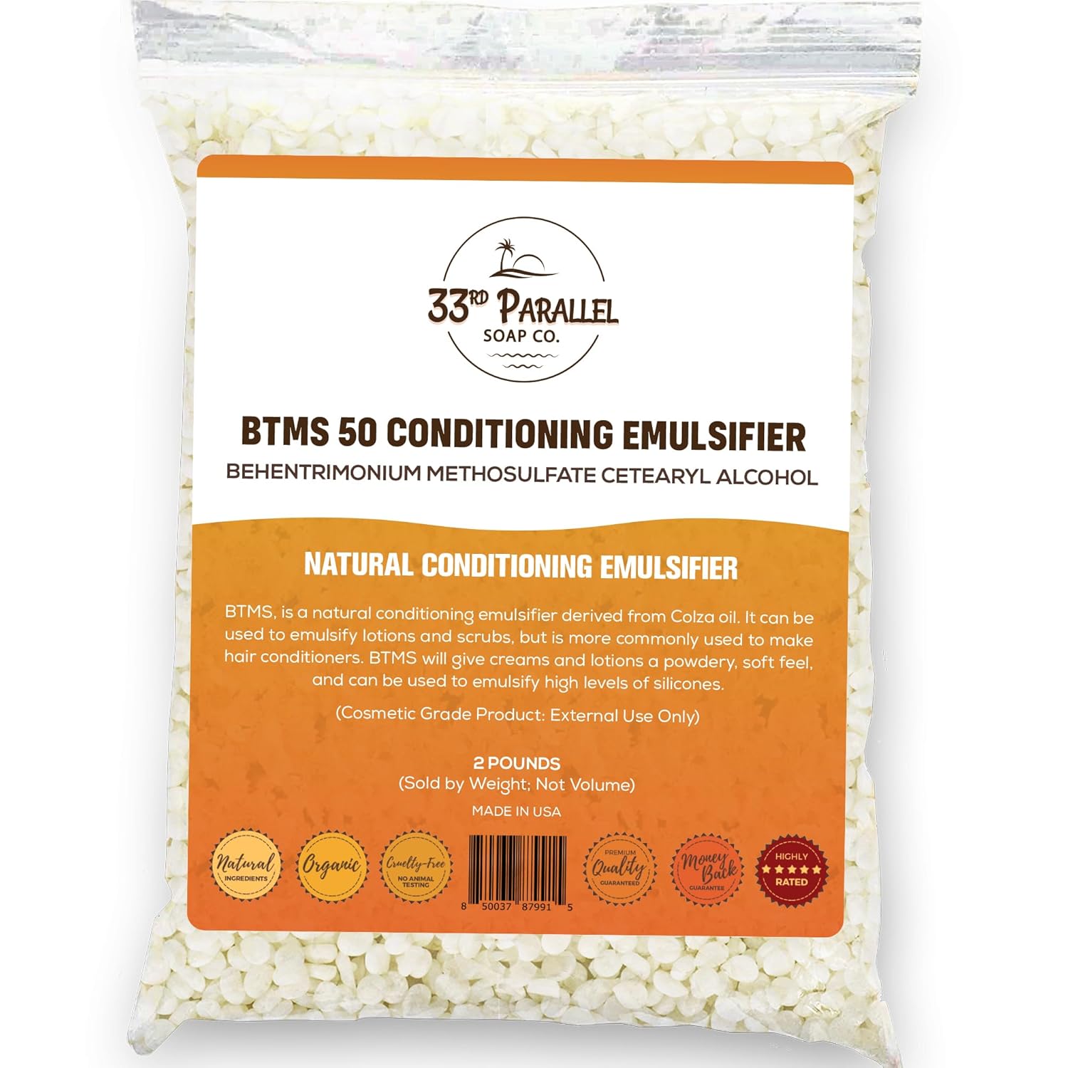 33rd PARALLEL BTMS 50 Conditioning Emulsifier 2 LBS 100 Natural Plant