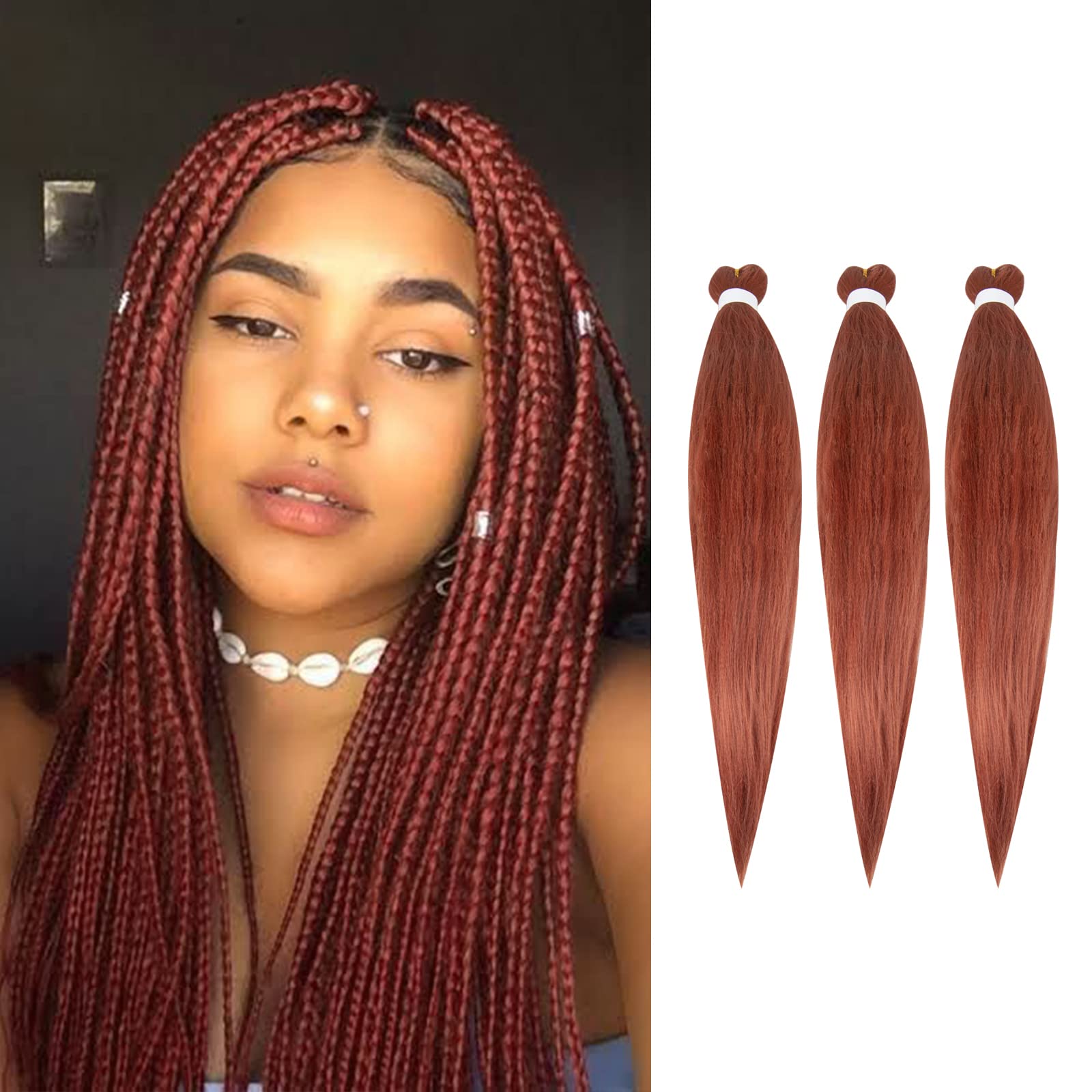 Buy FLERiMON Ginger Prestretched Braiding Hair 350 Braiding Hair Pre