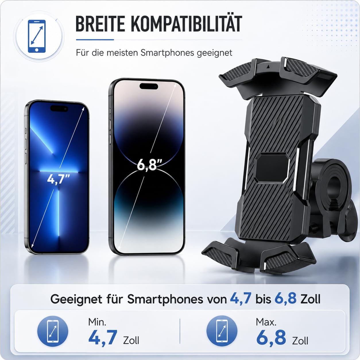 Beyerwerk VeloGrip Fahrrad-Handyhalterung 360 Grad Drehbar Universelle Lenker Smartphone Halterung Für 4,7 Bis 6,8 Zoll Geräte Sicherer Halt Beim Radfahren (2 Stück)