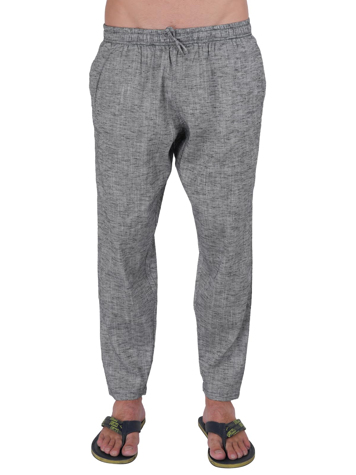 Mens Linen Casual Pants Lightweight Solid Plus Size Pyjama Beach Pants Elastic Waist Jogger Yoga Summer Pyjama (Grey Chambray,2XL)-image-30