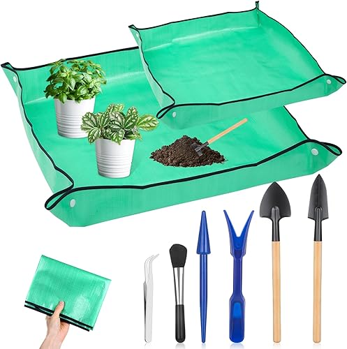 Miniatura 8 de 2 alfombrillas de trasplante para trasplante de plantas, tapete de jardinería de 39 pulgadas y tapete naranja para macetas de 26 pulgadas para