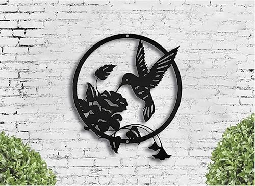 Aihesui Letrero de metal de colibrí, corte láser, escultura de pared grande, escultura de palabra de metal, letrero de placa de colibrí, perfecto