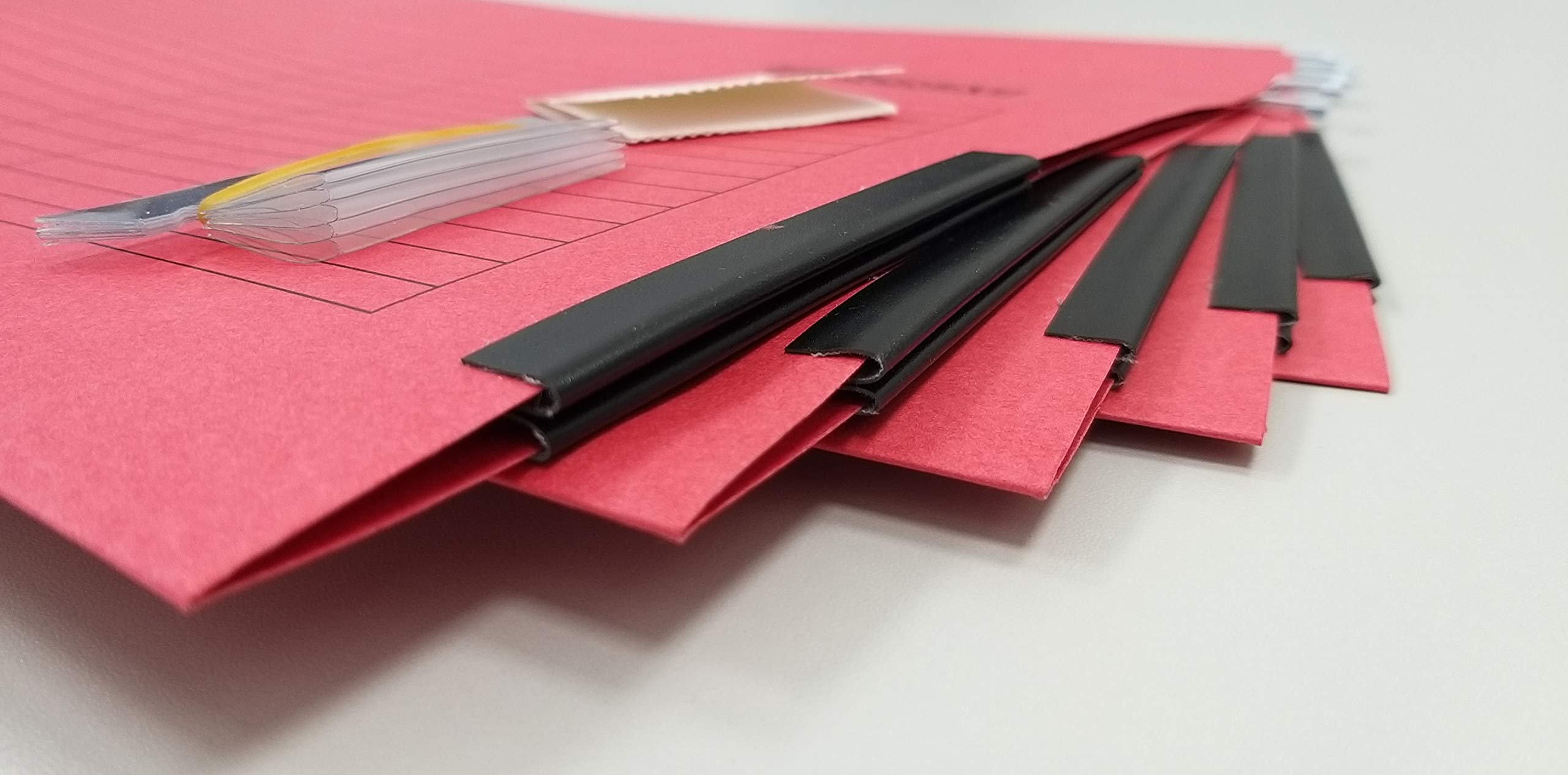 DONAU Torba wisząca z lnianymi żabkami | z kartonu z recyklingu 230 GSM do DIN A4 kolor: czerwony | opakowanie 5 szt. | wymienne puste tabliczki | idealne do biura i szkoły i urzędu