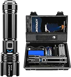 Lanterna Led Recarregável, Lanterna Tatica Militar 10000 Lumens XHP70.2 Lanterna a Pilha, USB Lanternas Taticas Super Potentes Led Recarregavel, Ideal para Camping, Pesca e Emergências