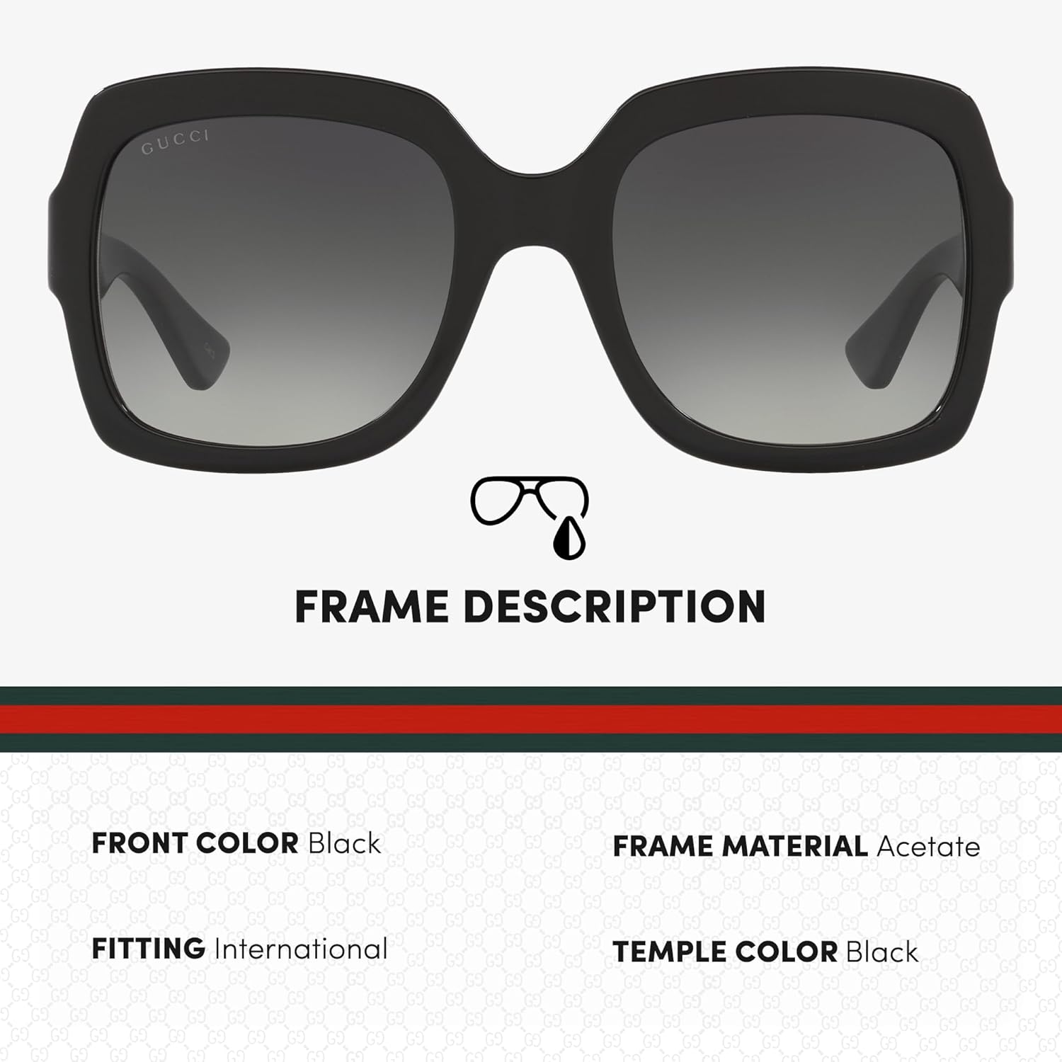 Gucci GG0036SN GG Interlocking Logo Woman Rectangular Shape Sunglasses wit Luxury Eyewear Kit - Image 2
