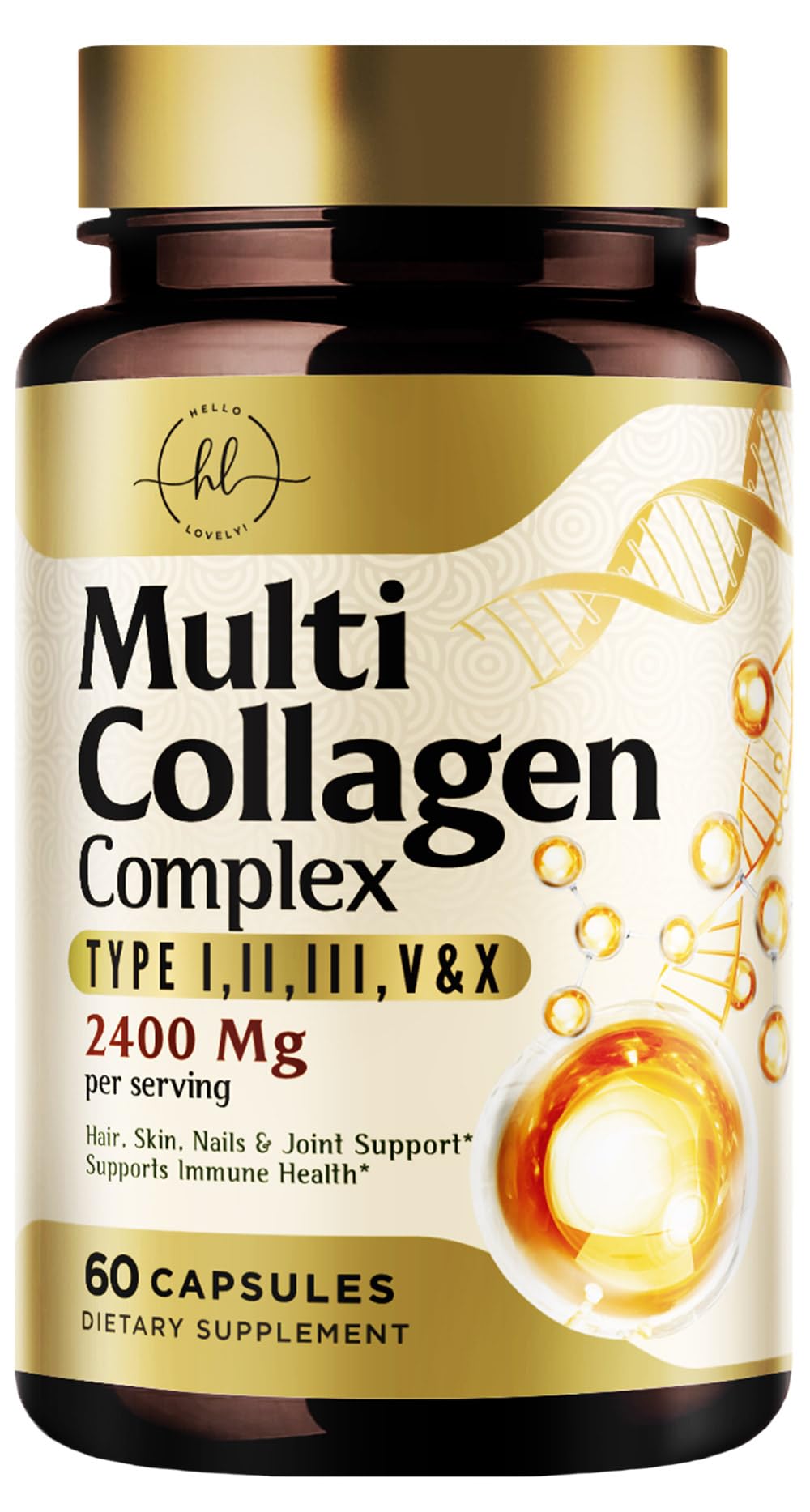Multi Collagen Peptides for Women Men - 2400mg per Serving - Best Hydrolyzed Collagen Complex with Type I