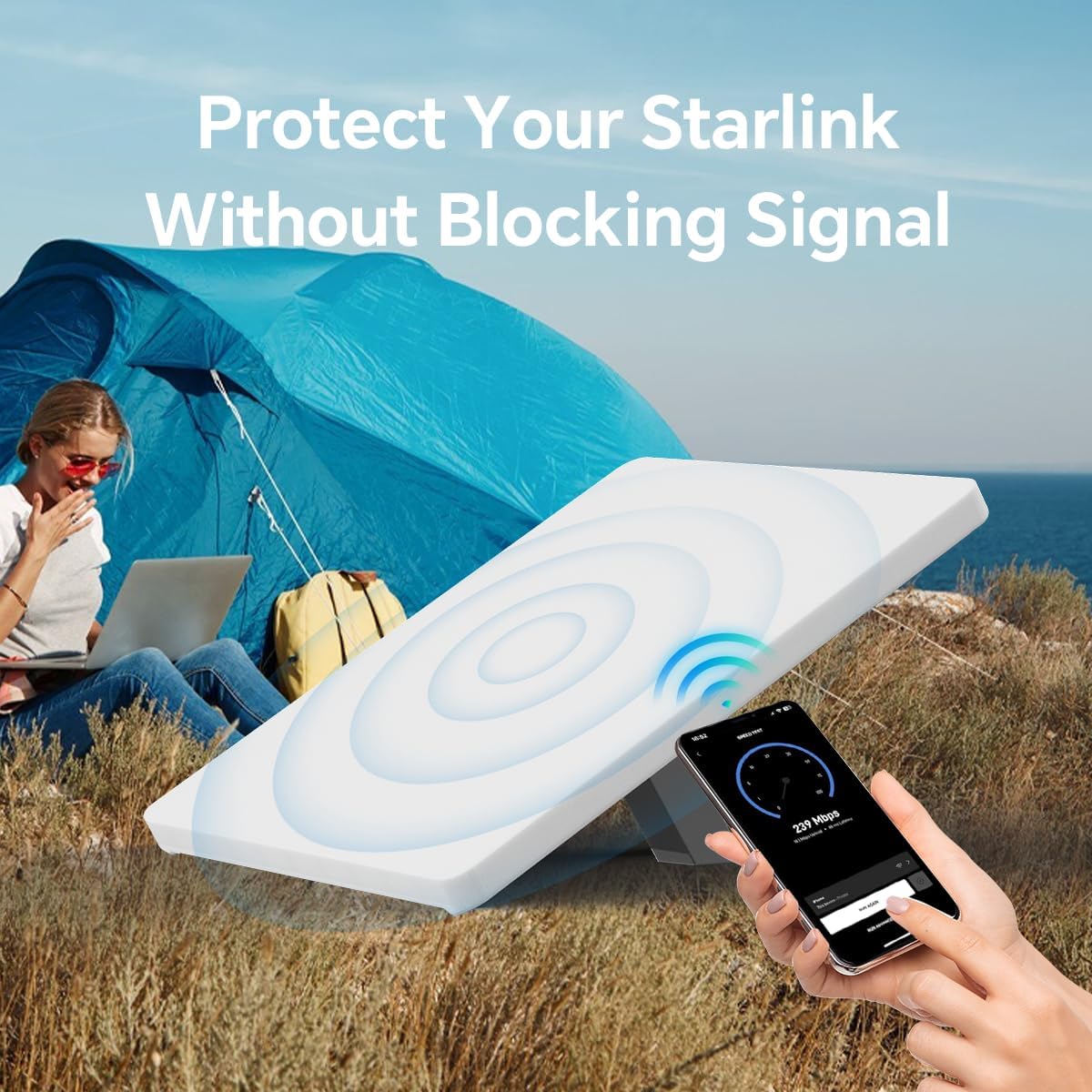 Starlink Mini Silicone Cover, Protective Case for Starlink Mini Satellite Dish, Anti-Drop, Shockproof, Waterproof for Outdoor, Easy to Install (White)
