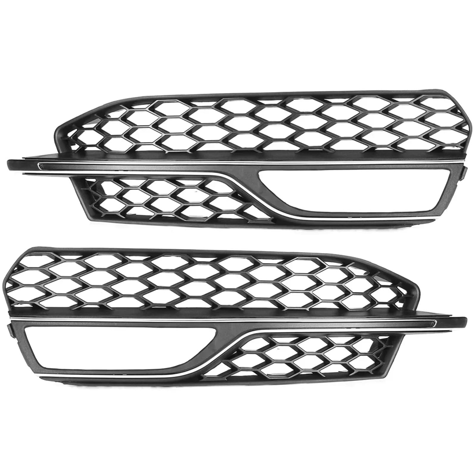 Par de cubiertas de rejilla de luz antiniebla para parachoques delantero de coche, compatibles con Audi A3 S-Line S3 2014-2016 Rejillas frontales de radiador Parrilla de paracho(Chrome Silver)