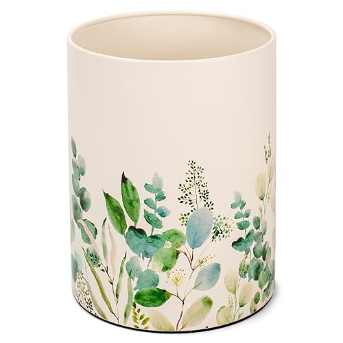 Basurero redondo de hierro de metal de 9.5 x 8 pulgadas, papelera para el hogar, oficina, dormitorio, se adapta a bolsas de basura de 2.25 galones,