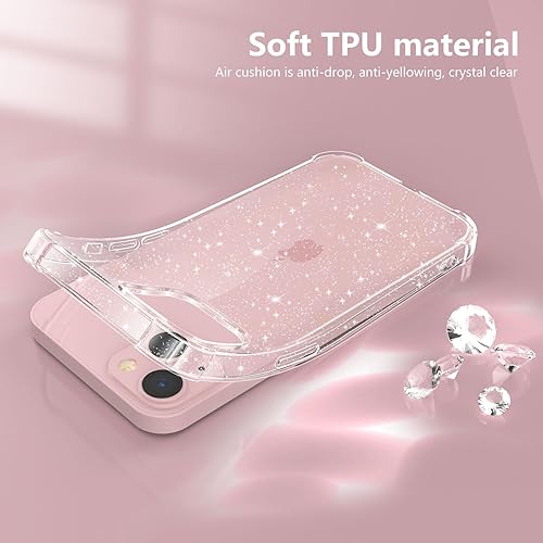 Miniatura 8 de KSWOUS Funda para iPhone 15 con purpurina con 2 protectores de pantalla + 2 protectores de lente de cámara, funda transparente brillante para