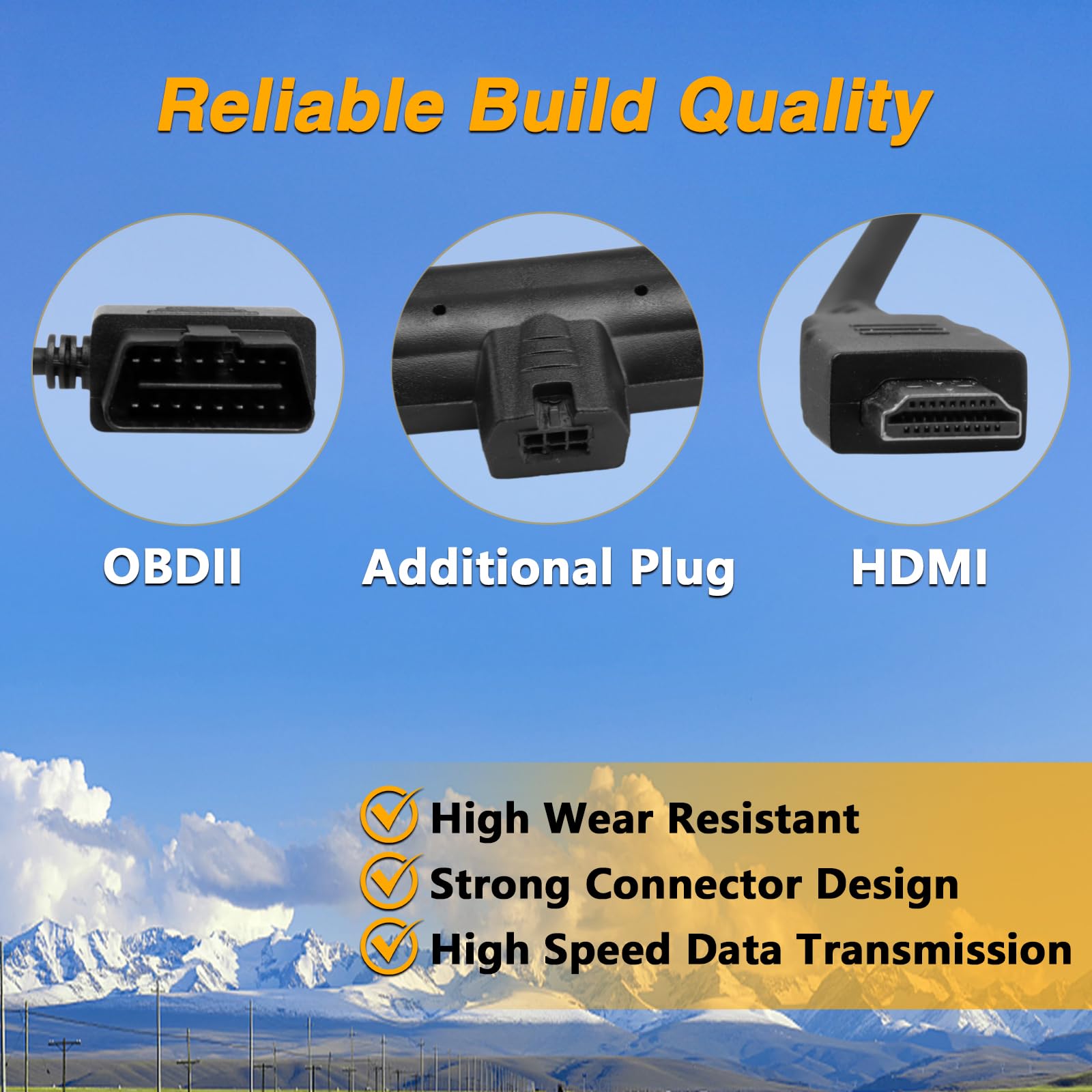 KPALAG OBDII to HDMI Interface Cable Monitor Cable Plug Compatible with Edge CS2 CTS2 CTS3 Replace#: H00008000