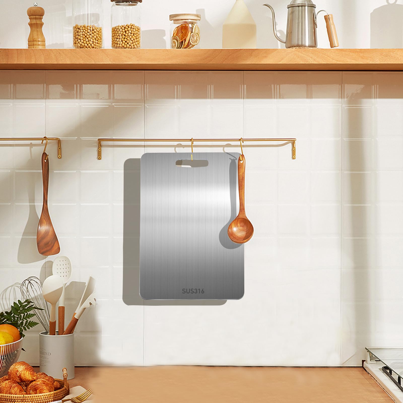 Chopping Boards for Kitchens Titanium Cutting Board,Titanium Cutting Boards for Kitchen-Cutting Edge Hygiene & Durability,316 Stainless Steel Cutting Boards,Stainless Non Stick (13.3x9 in) - Image 4