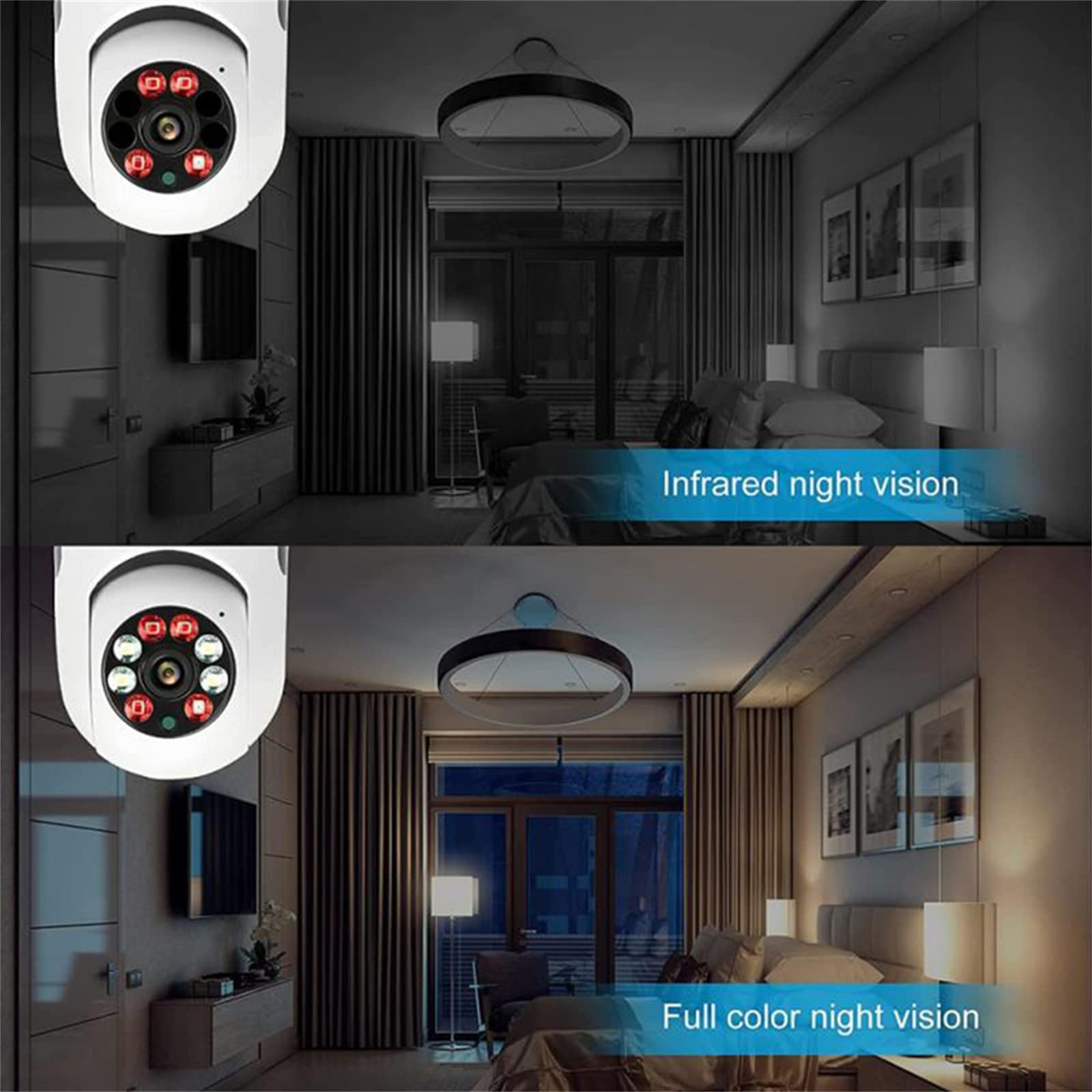 Caméra Ampoule 5G, Caméra De Surveillance Ampoule E27 Sans Fil Wifi Moniteur De Sécurité Vidéo Vision Nocturne Caméra De Suivi Humain Automatique
