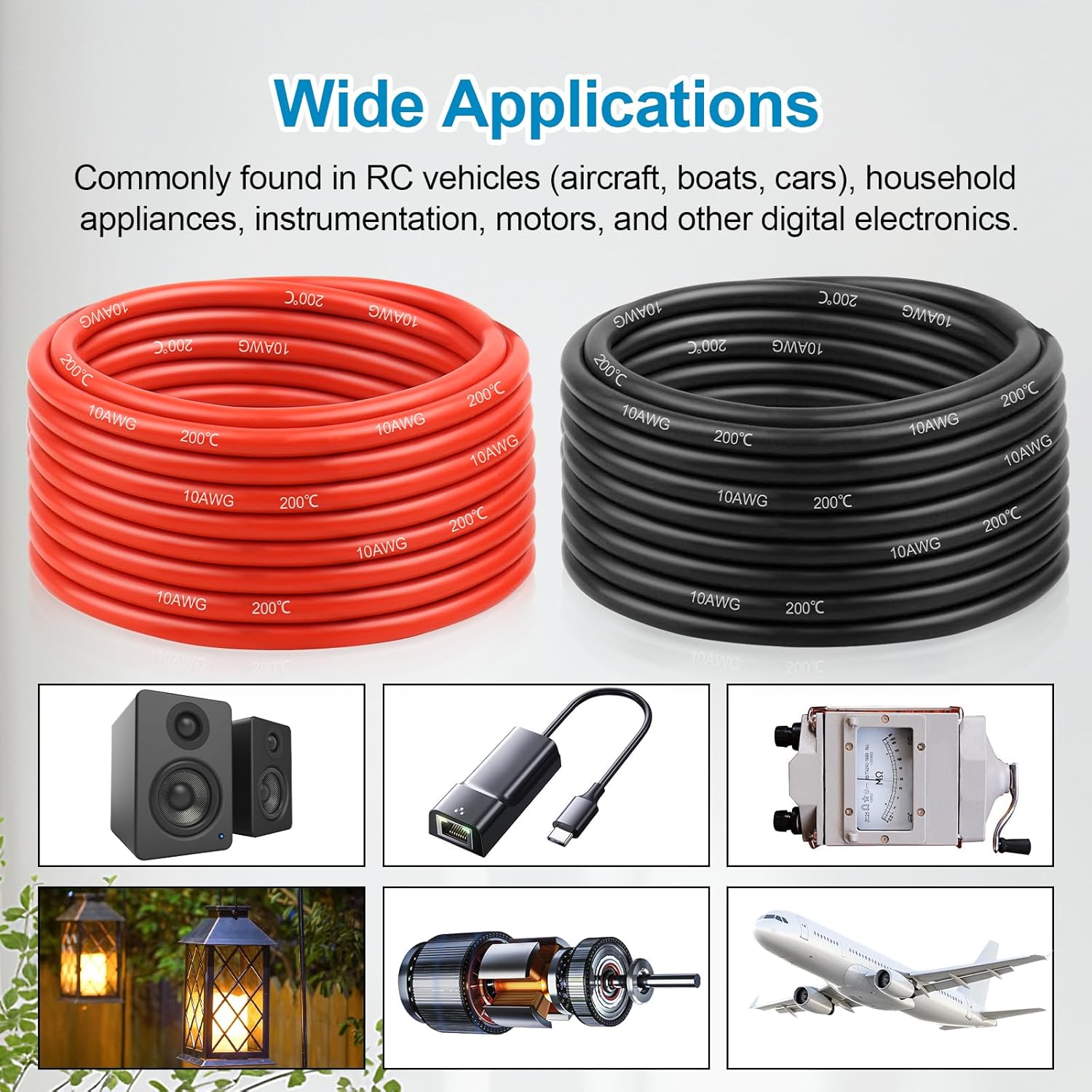 10AWG 40FT Solar to XT60i Extension Cable 2 Pcs 20FT Conductor Silicone Electrical Wire