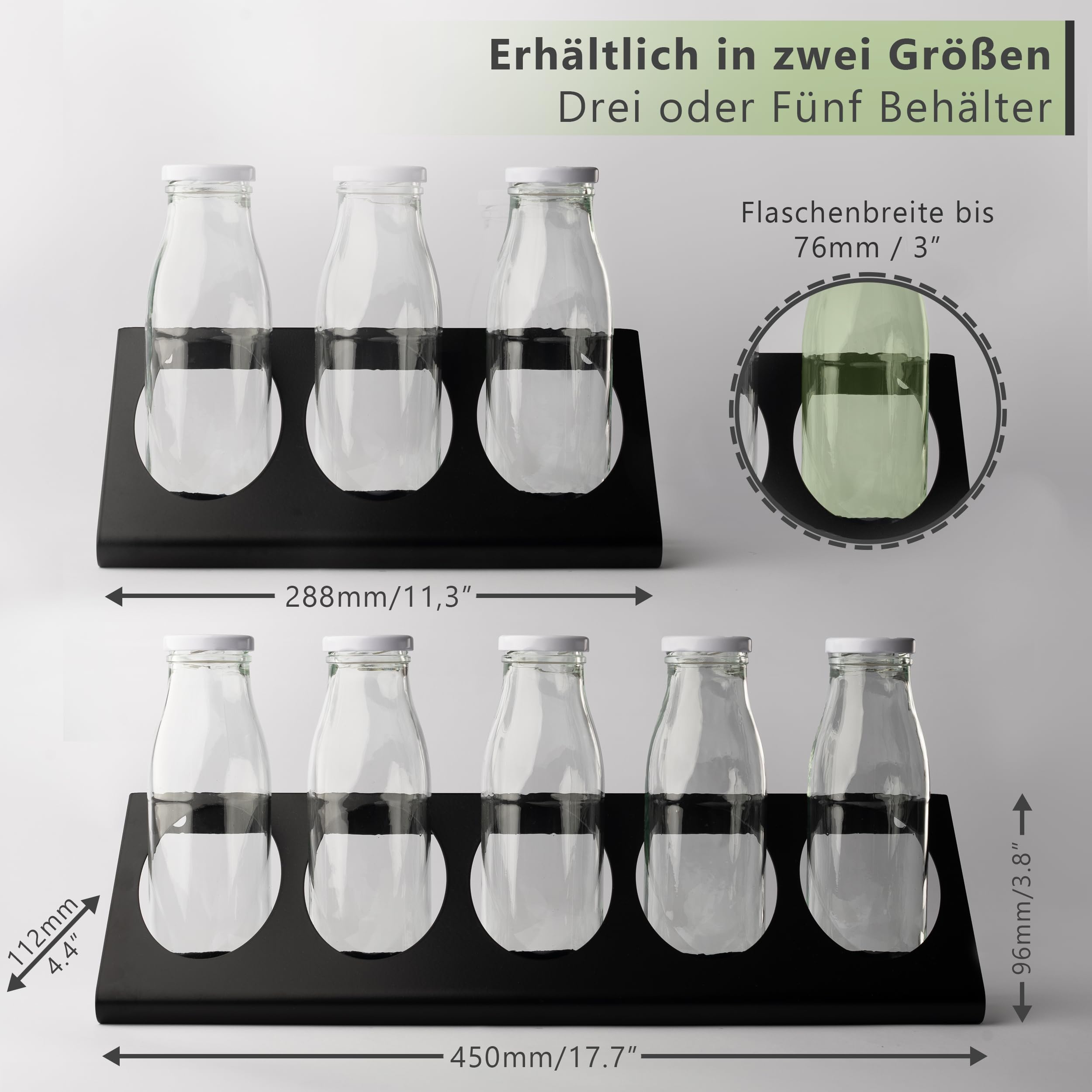 Flaschenregal und Küchenorganizer - Echtholz Eiche/Walnuss, für 3 oder 5 true fruits Flaschen, Wandmontage Gewürzregal, Küchenaufbewahrung, Küchenregal, Made in Germany (Eiche, für 5 Flaschen)