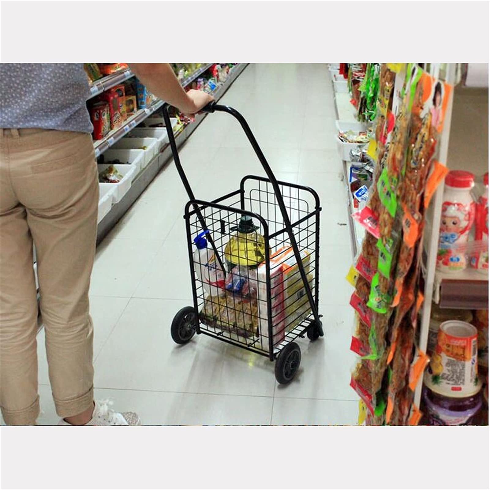 Carrito utilitario Plegable Ruedas giratorias Estructura de Aluminio Ideal la Compra comestibles (Rojo).