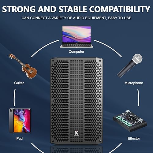 Miniatura 4 de Sistema de altavoces PA de 12 pulgadas con Bluetooth - Altavoces portátiles dobles para DJ con soportes, sonido estéreo de rango completo para