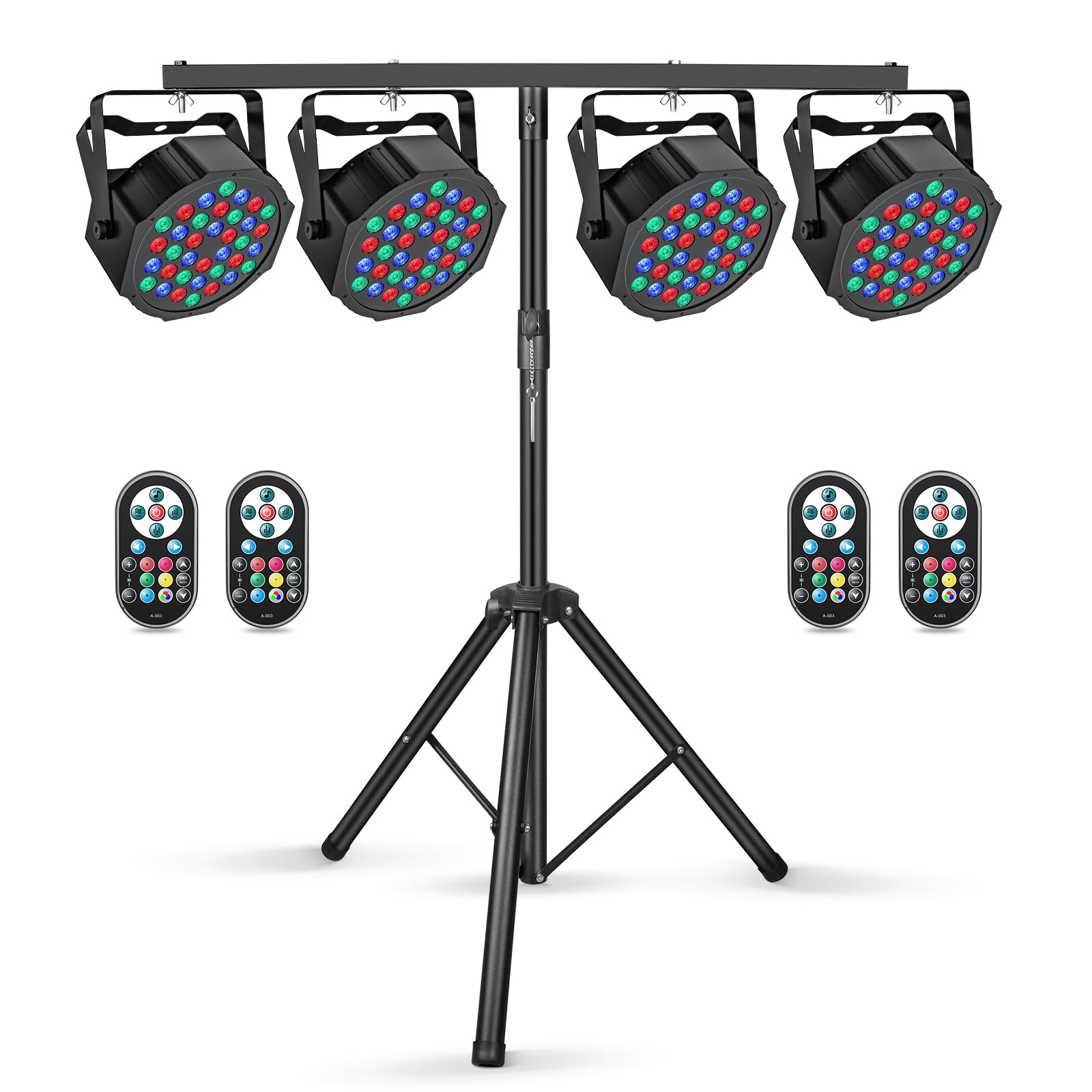 U`King 4PCS Faretto a 36 LED Luce da Palcoscenico con Treppiedi Luminosi, Festa da Discoteca RGB DMX512 con Telecomando, per DJ Bar Halloween, Natale
