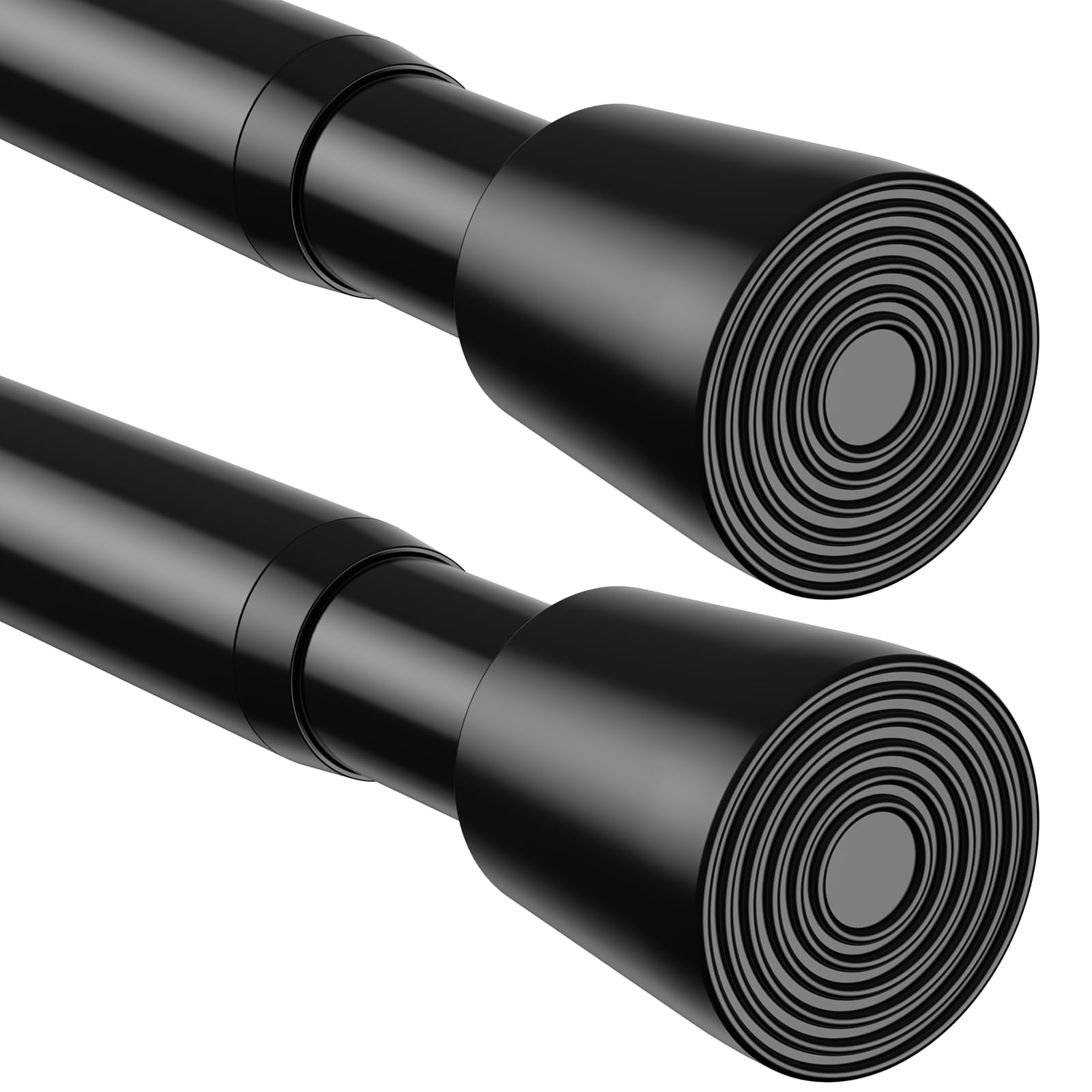 BSYXLSX 2 Stück Vorhangstange Ohne Bohren – Schwarz 70-120 cm, Ø 22 mm-Verstellbare Teleskopstange zum Klemmen für Vorhänge, Duschvorhang und Garderobe