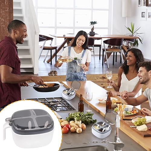 Miniatura 6 de Caja de condimentos con tapa y cuchara, 4 compartimentos para especias con asa, tarros de condimentos de cocina casera para azúcar, sal y pimienta