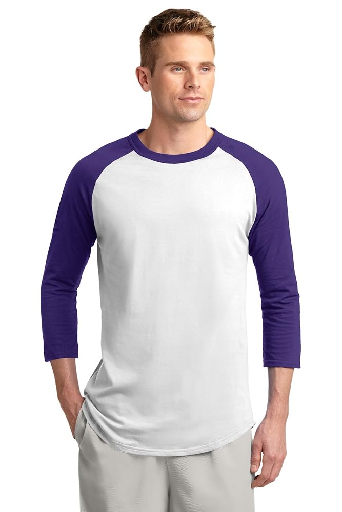Amazon.com: SPORT-TEK Raglan Jersey (T200) White/Purple, L