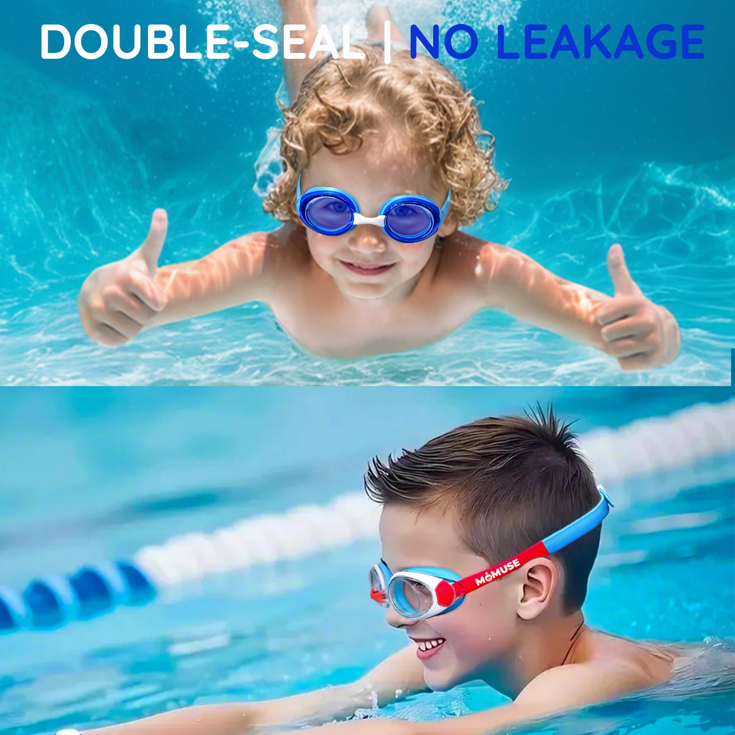 MOMUSE Gafas de natación para niños paquete 2 unidades antivaho a prueba de fugas