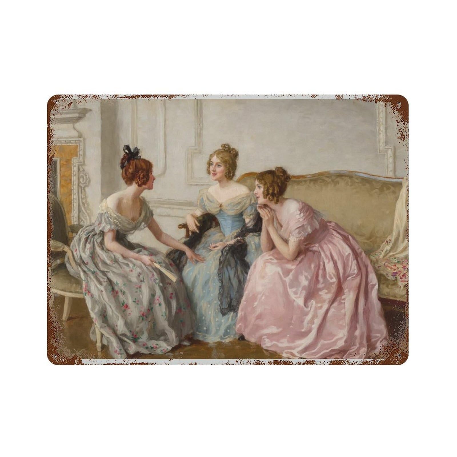 xiaoxiaoshen Victorian Women 19th Century Gossip Girls Wall Decor Art Metal Tin Poster Modern Home Decor Art Home Bar Shop Decorations Vintage Sign 30x40cm