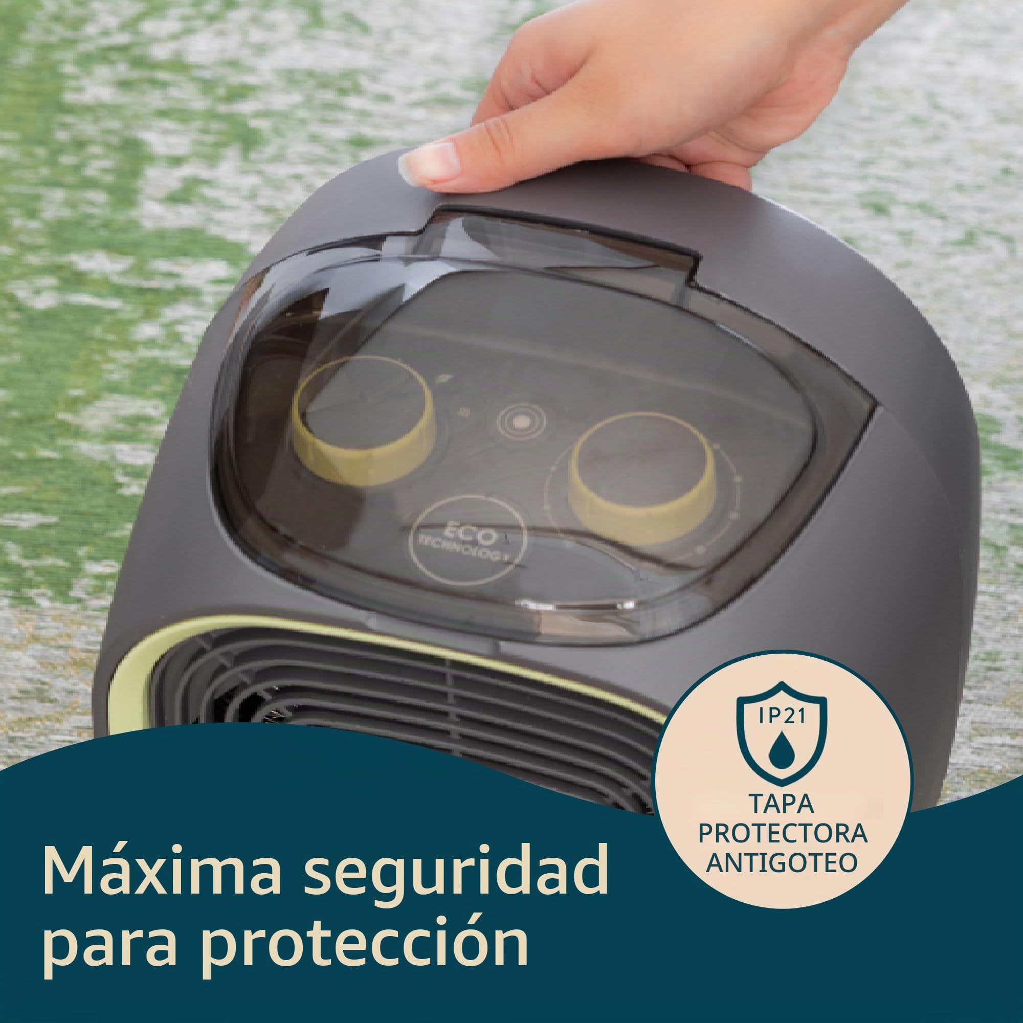 Dreamland Silent Power - Calentador de ventilador portátil con 4 modos de calefacción (35% de ahorro de energía con tecnología ecológica, función anticongelante, grado de protección IP21, hogar con