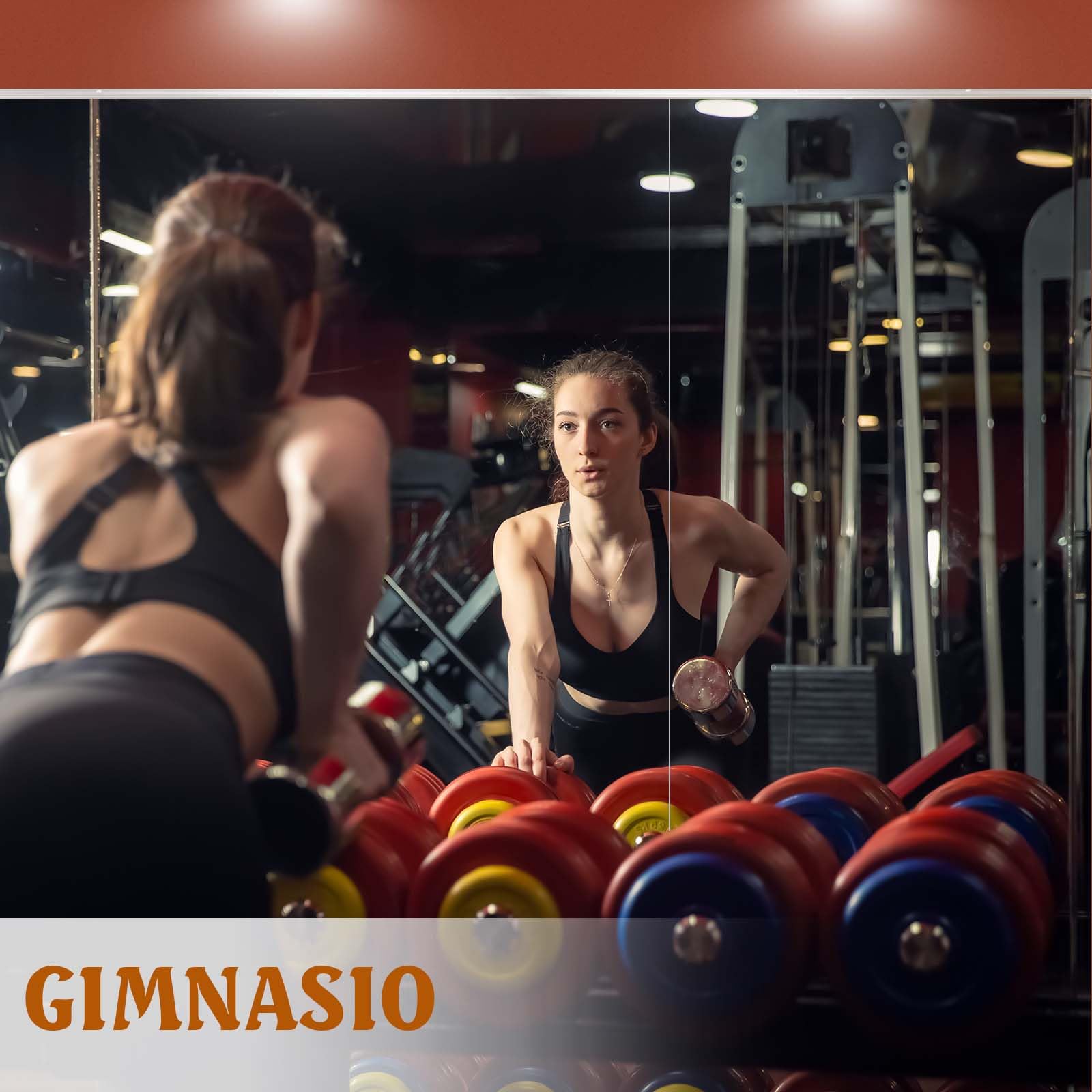 WEER Espejo de Gimnasio en casa, sin Marco Grande de Cuerpo Entero, 140 x 42cm x 2 Piezas, Vidrio Templado, para Gimnasio, Yoga, Garaje, Fitness, Baile y Dormitorio
