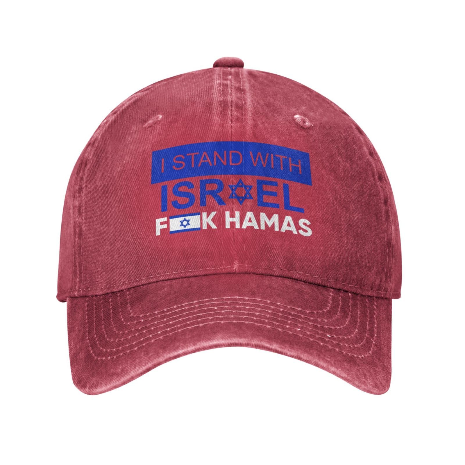 NLWQEKV We I Stand with Israel Hat Flag Hat Pray for Israel Strong Hat Support Israel Cap for Men Women Red