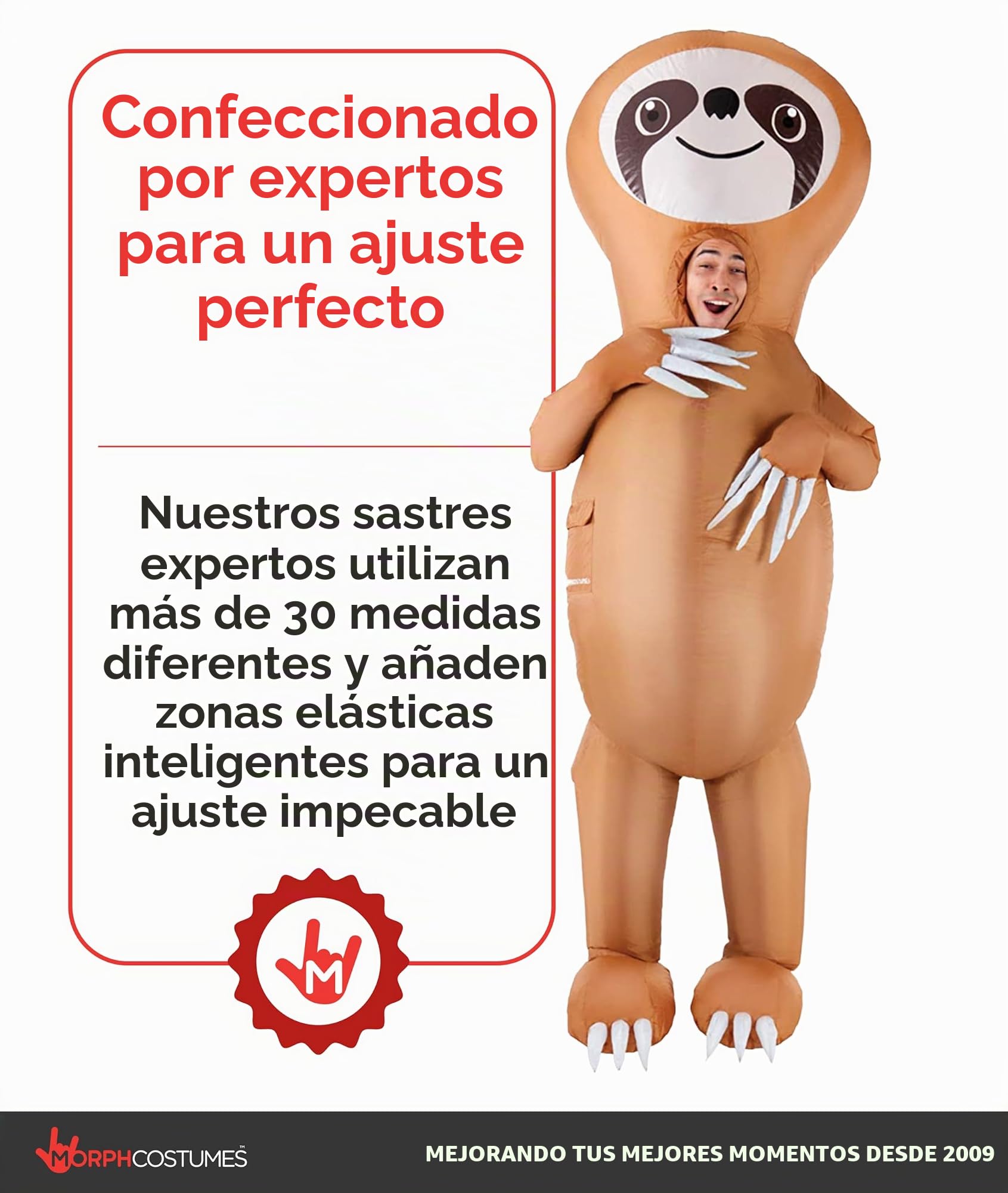 Morph Disfraz Hinchable Oso Perezoso Adulto, Disfraces Animales para Carnaval y Halloween, Talla única
