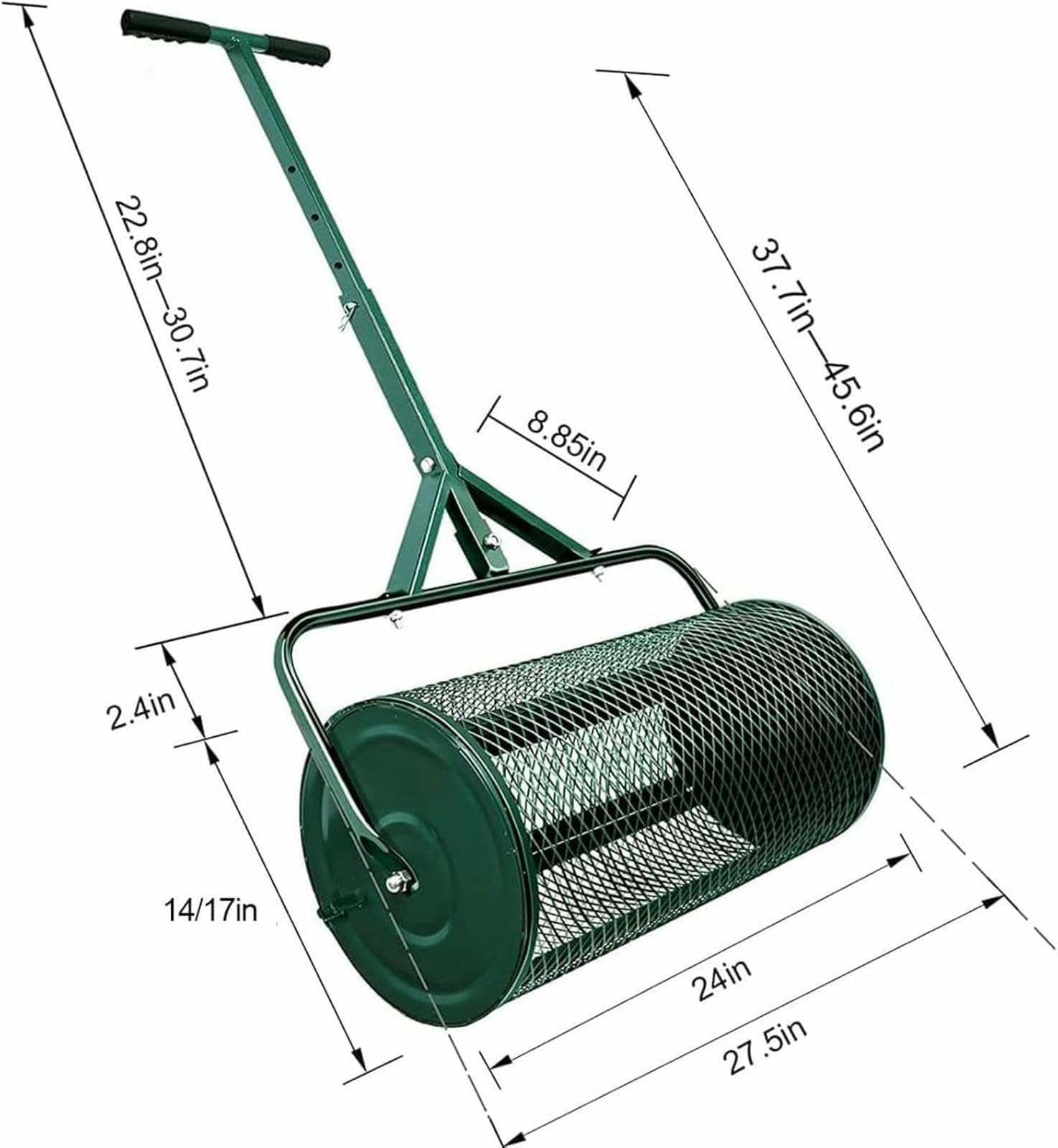 Esparcidor de abono de jardín, distribuidor de malla de metal ligero, resistente al óxido, esparcidor de turba para césped y jardín, ideal para distribución uniforme de compostaje