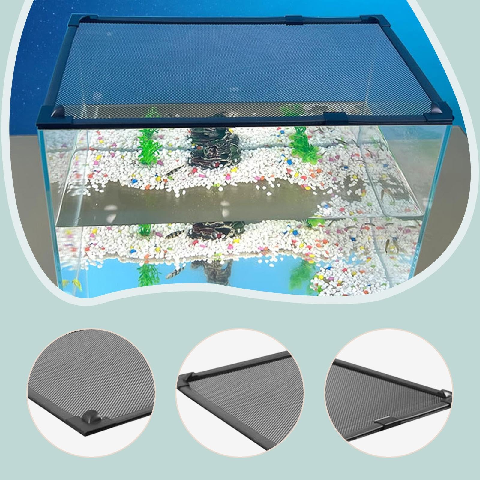 Sharplace Copertura per Acquario, Attrezzatura Fai da Te, Facile da Installare, Protezione, Accessori Pratici, Rete Protettiva, Rete Anti-Salto, 60x120 Cm