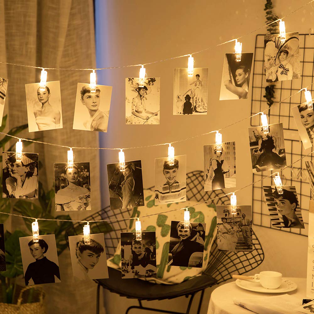 Trcviove UTT 20 Photo Clip Lights String Twinkle Lights 8 Modes Waterproof Fairy String Lights for Bedroom Wall Hanging Pictures Teen Girls Dorm Room Decor Picture Hanger