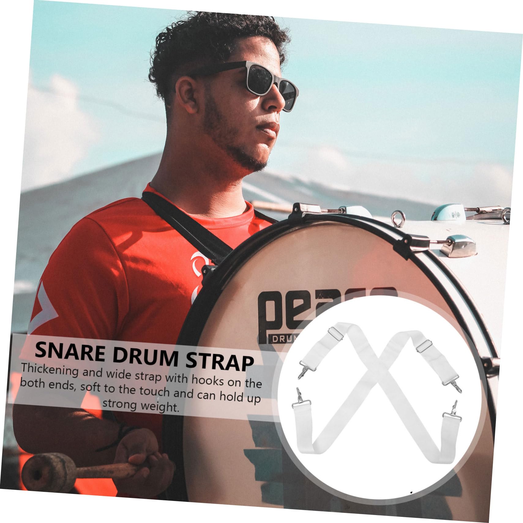 Snaredrum-gurte Marschieren Bass Trommel Schulter Bass Trommel Schulter Strap Sling Trommelgurt Trommel Sling Strap Gürtel Marsch-snare-drum-gurt Nylon Schlinge Weiß Große Trommel