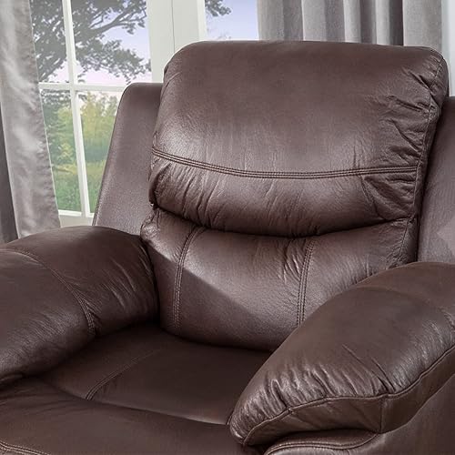 Miniatura 5 de JUNTOSO Juego de sofá reclinable de 3 piezas sillón reclinable de cuero adherido sofá reclinable para sala de estar color chocolate