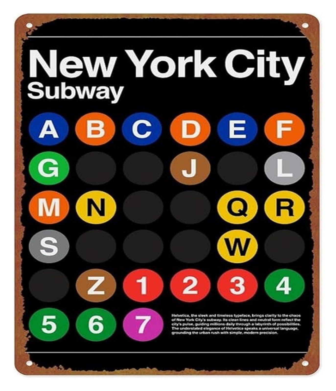 NWPNLXEA NYC Subway Map Metal Sign Retro Humorous Tin Art Wall Decor for Bar Cafe Restaurant 8 X 12 in
