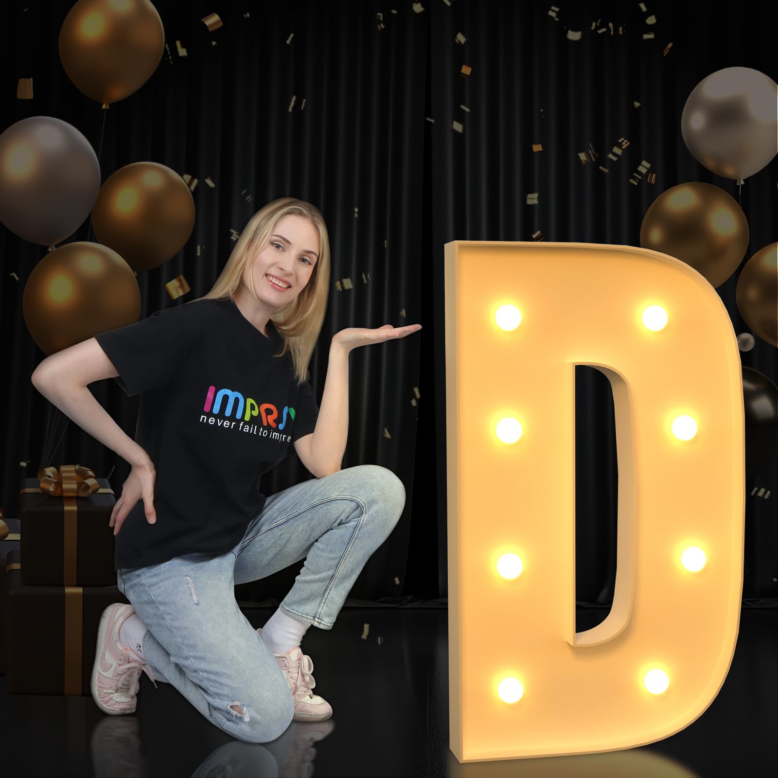 imprsv Mosaic Letters, 3FT Marquee Light Up Letters, Marquee Letters for Baby Shower Engagement Graduation Party Decor, Large Marquee Letters for Party Decorations, Letter D (need to assemble)