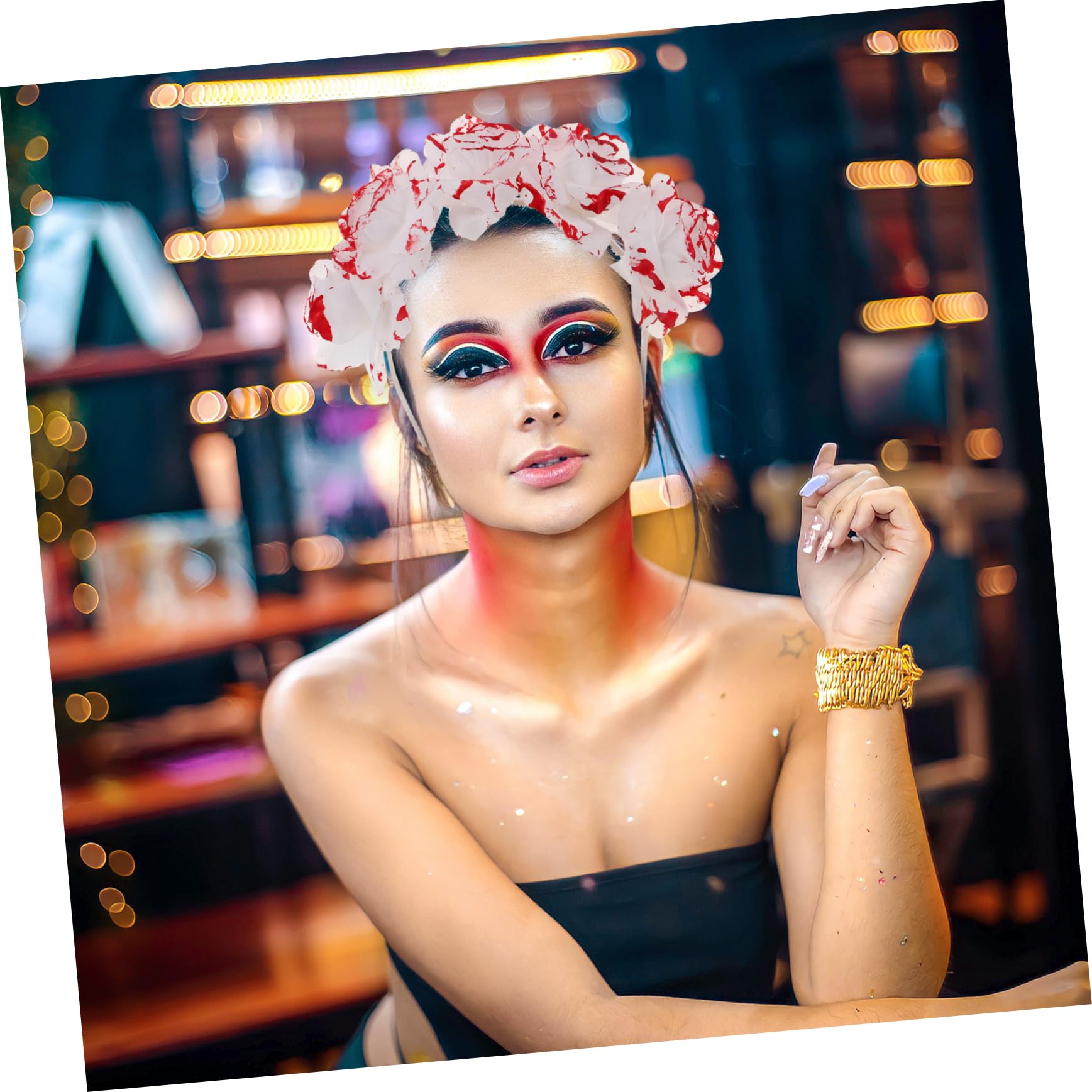 FOMIYES Élastiques Roses pour Femme Élastiques de Plage et Halloween Accessoire de Cheveux Décoratif