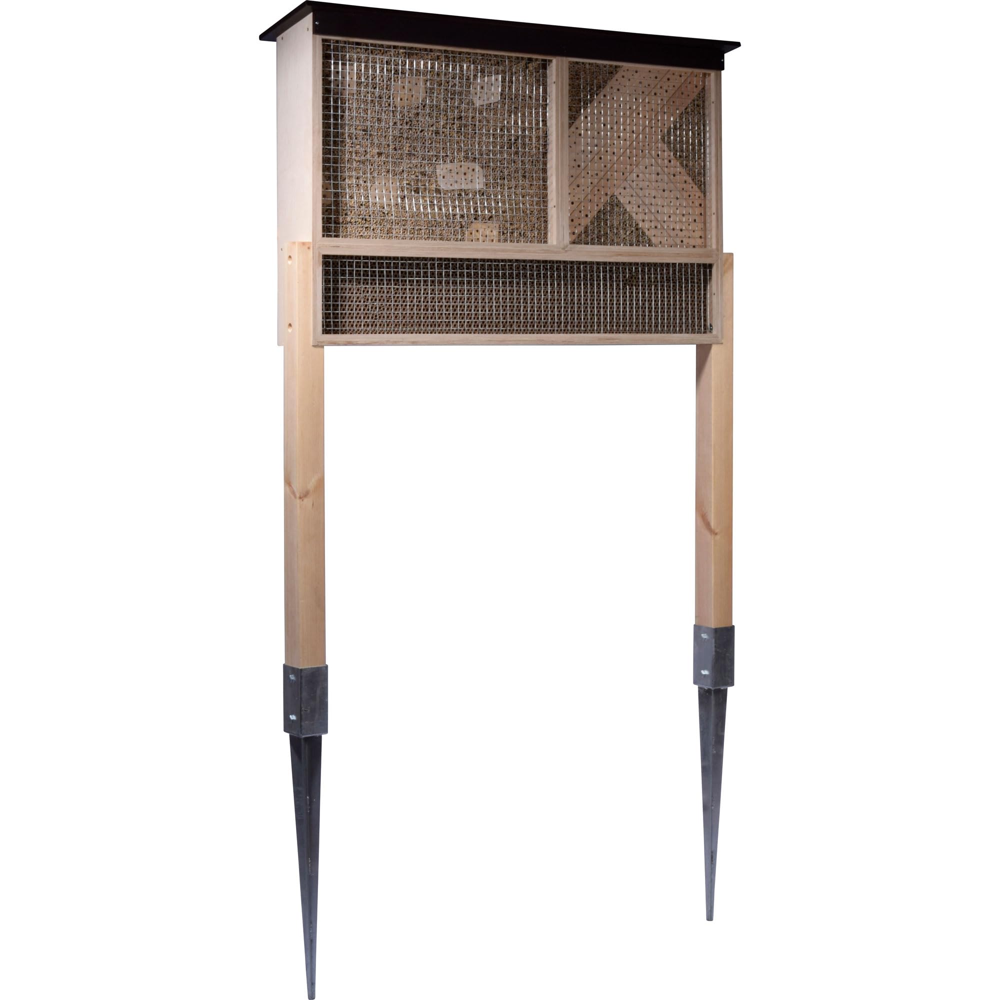 dobar® XXL Insektenhotel mit Standfüßen - Große Nisthilfe für Wildbienen - Wildbienenhotel aus Holz - Bienenhaus Wetterfest - Insektenhaus inklusive Füllmaterial - 128 x 23 x 160 cm - Natur