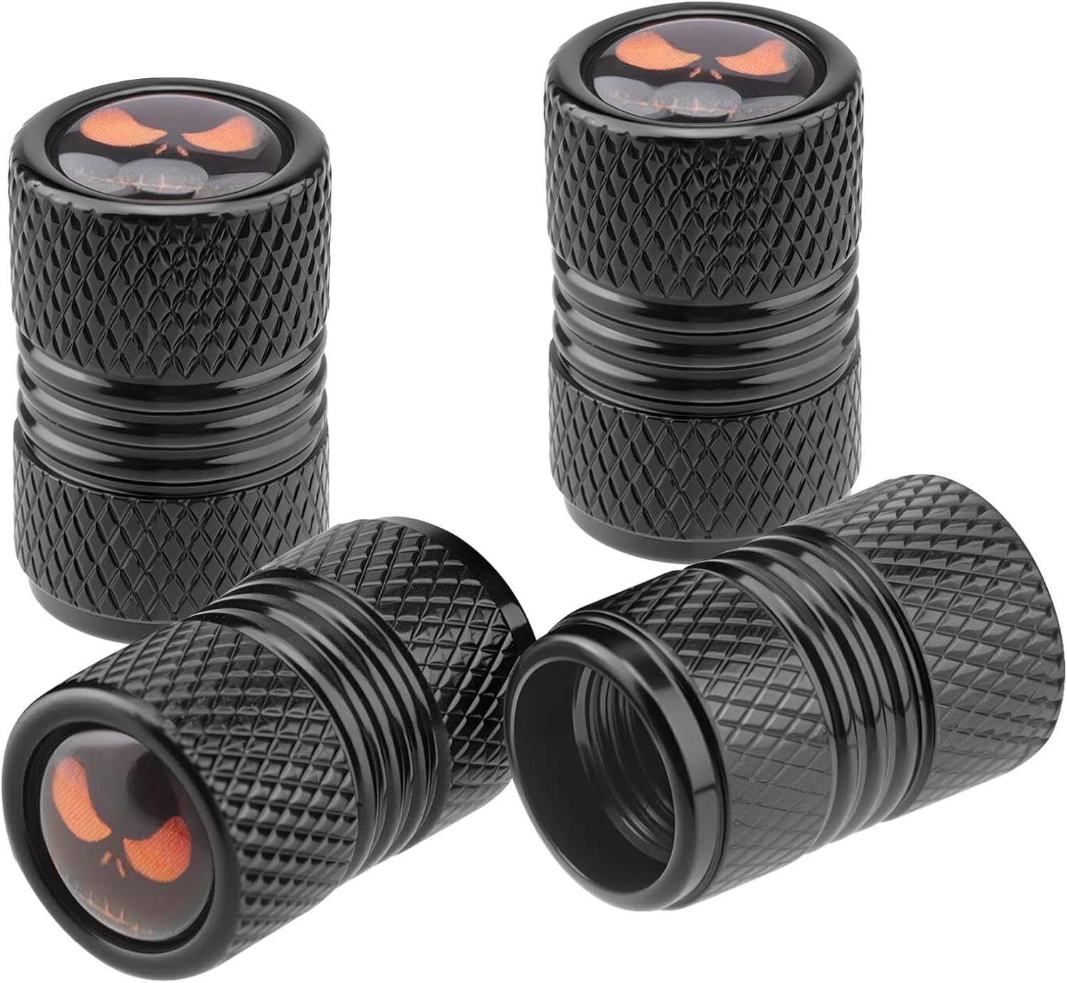 Universal Tire Valve Stem Caps, 4pcs Aluminum Tire Valve Cap Set, Corrosion Resistant Stem Covers for Cars SUVs Trucks Motorcycles Bikes (Bat-Black)