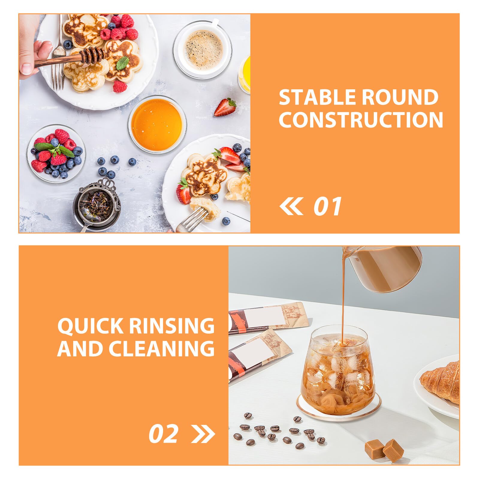 Uonlytech Set 8 Piattini da tè e caffè in Vetro Trasparente 9x9 Cm, Piccoli Piatti Piani Antiscivolo per Snack e Bustine tè, Sottobicchieri Decorativi per Casa e Tavola