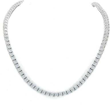 Unisex 1 Row Tennis Necklace Silver 