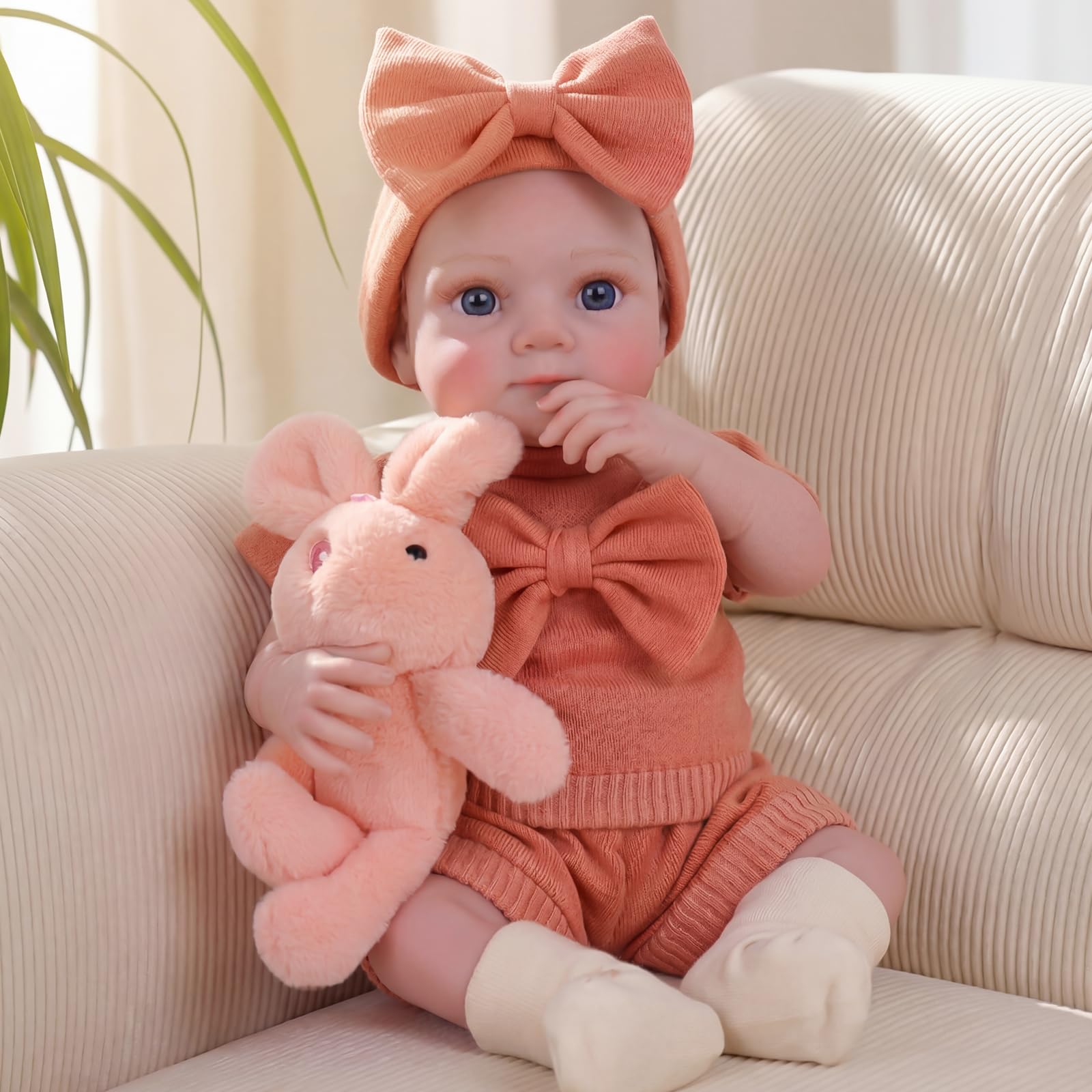 JIZHI Reborn Doll - 17 Inch Eyes can Turn Realistic Baby Girl - Soft Body Lifelike Newborn with Cloth and Accessories Gift for Kids Age 3+